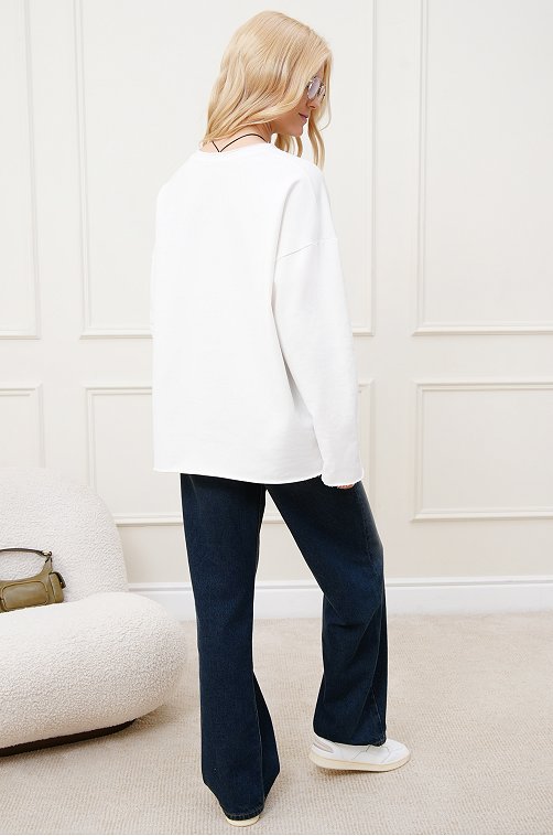 Женский лонгслив оверсайз из футера двухнитки Happyfox