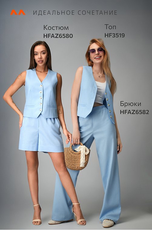 Женский льняной костюм жилет с шортами Happyfox