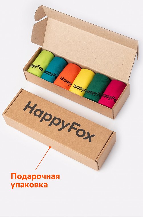 Набор носков для девочки 6 пар в подарочной коробке Happy Fox