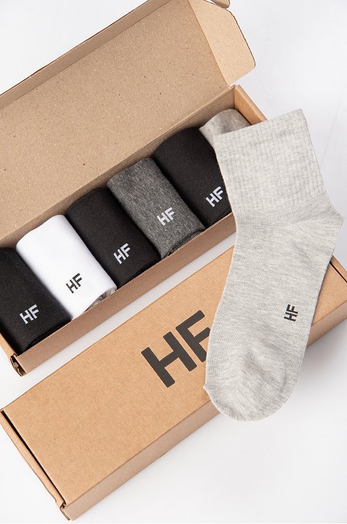 6 пар спортивных носков с резинкой в подарочной коробке Happy Fox