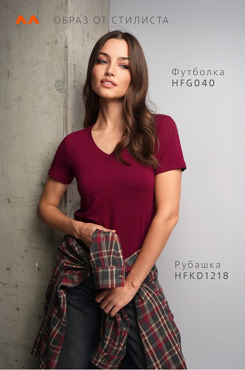 Женская футболка из вискозы с V-вырезом Happyfox