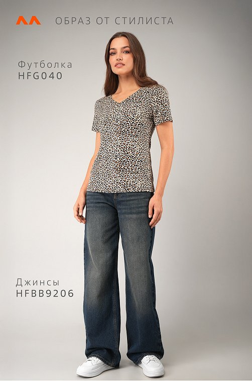 Женская футболка из вискозы с V-вырезом Happyfox