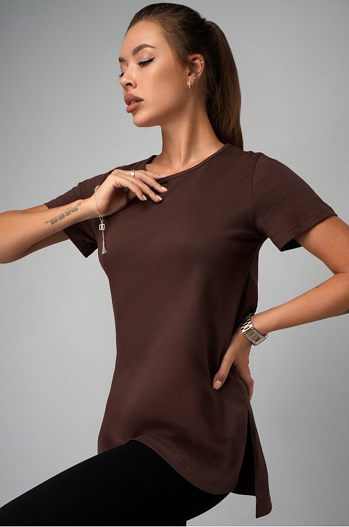 Женская удлиненная футболка с разрезами Happyfox