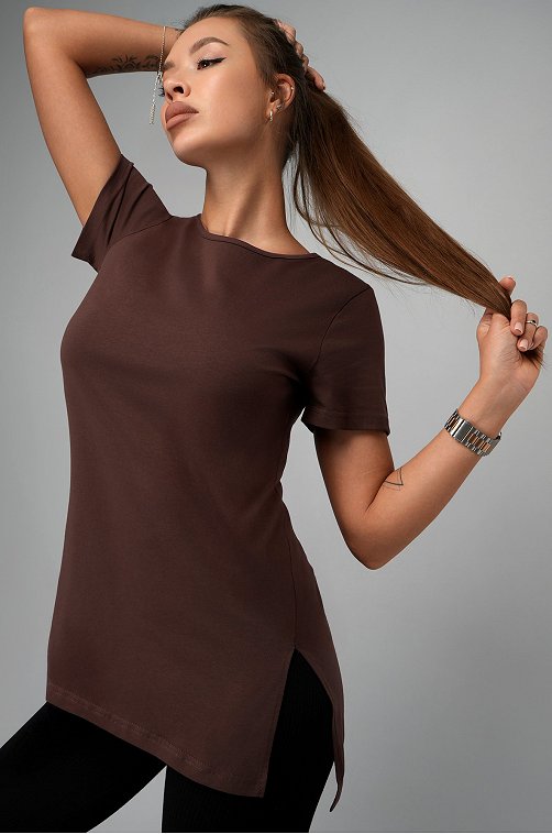 Женская удлиненная футболка с разрезами Happyfox