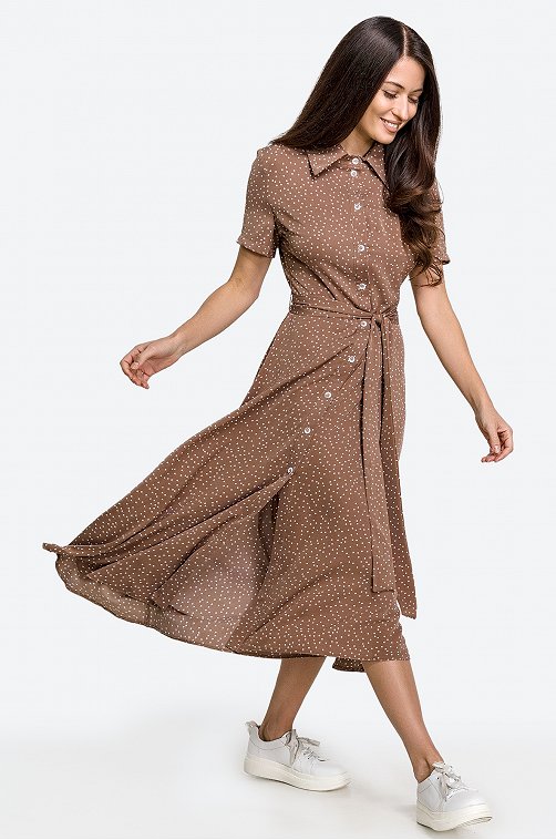 Женское платье-рубашка Happy Fox 6685498 коричневый купить оптом в HappyWear.ru
