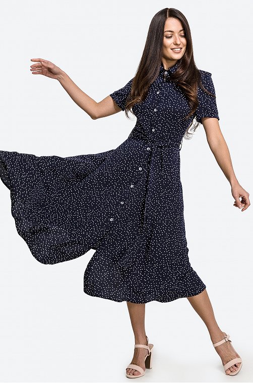 Женское платье-рубашка Happy Fox 6685495 синий купить оптом в HappyWear.ru