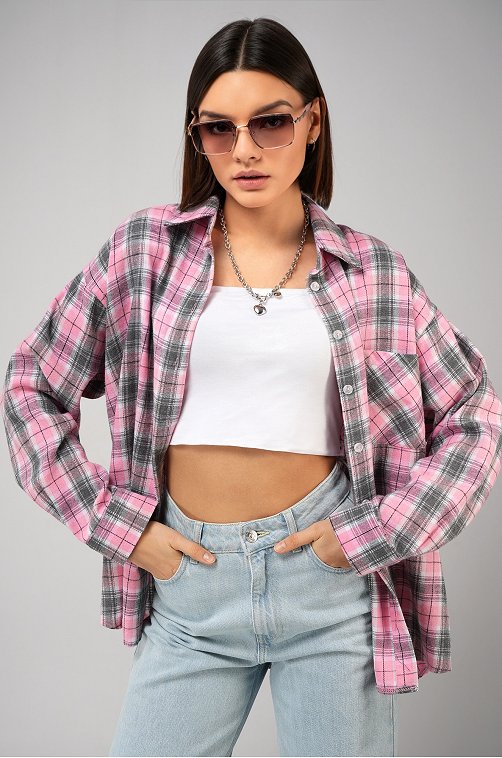 Рубашка женская в клетку Happyfox