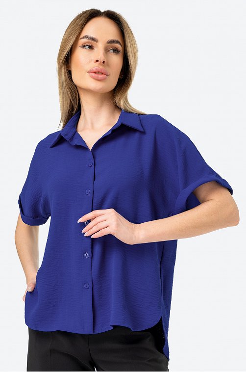 Женская рубашка с коротким рукавом из ткани-жатка Happy Fox