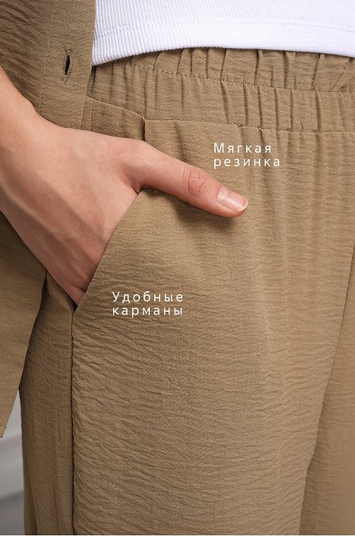 Женский летний костюм оверсайз из ткани-жатка Happyfox