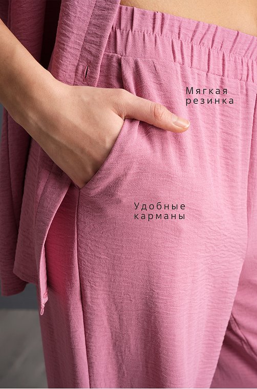 Женский летний костюм оверсайз из ткани-жатка Happyfox