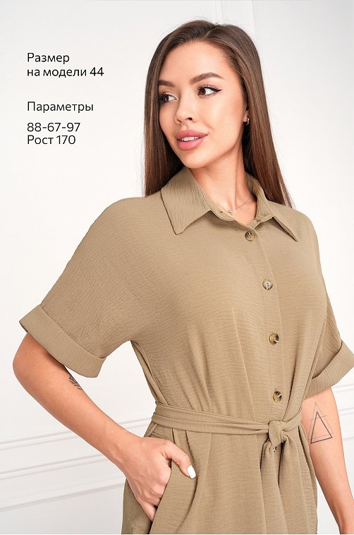 Женское платье-рубашка из ткани-жатка Happyfox