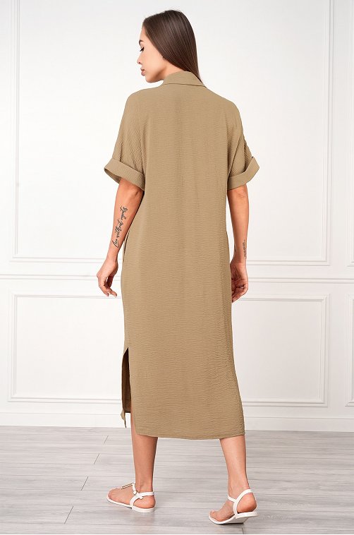 Женское платье-рубашка из ткани-жатка Happyfox