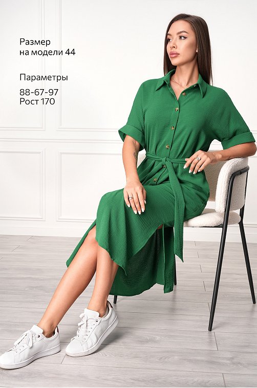 Женское платье-рубашка из ткани-жатка Happyfox