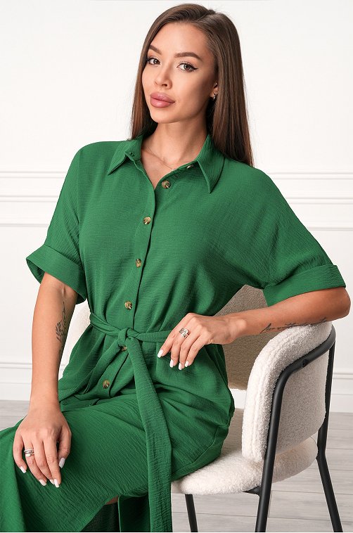 Женское платье-рубашка из ткани-жатка Happyfox