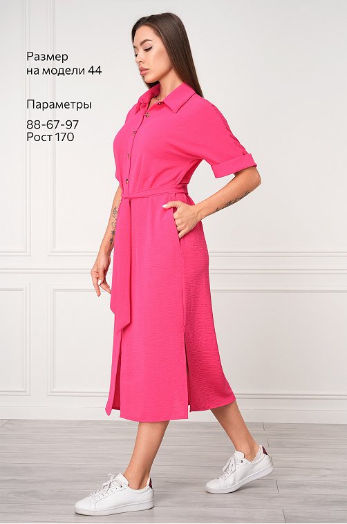 Женское платье-рубашка из ткани-жатка Happyfox