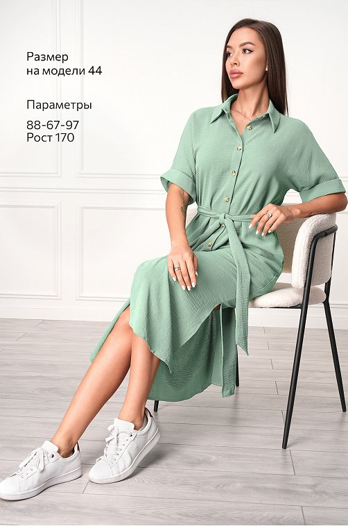 Женское платье-рубашка из ткани-жатка Happyfox