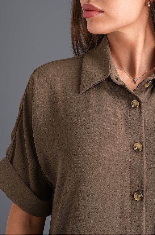 Женское платье-рубашка из ткани-жатка Happyfox