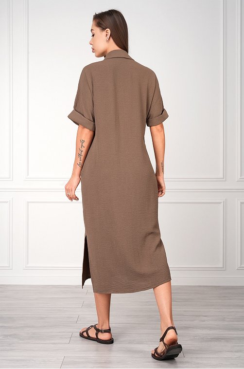 Женское платье-рубашка из ткани-жатка Happyfox