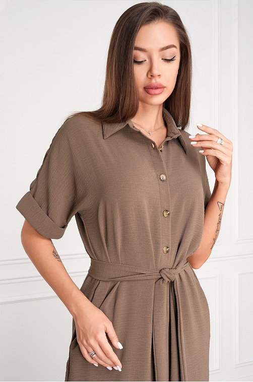 Женское платье-рубашка из ткани-жатка Happyfox