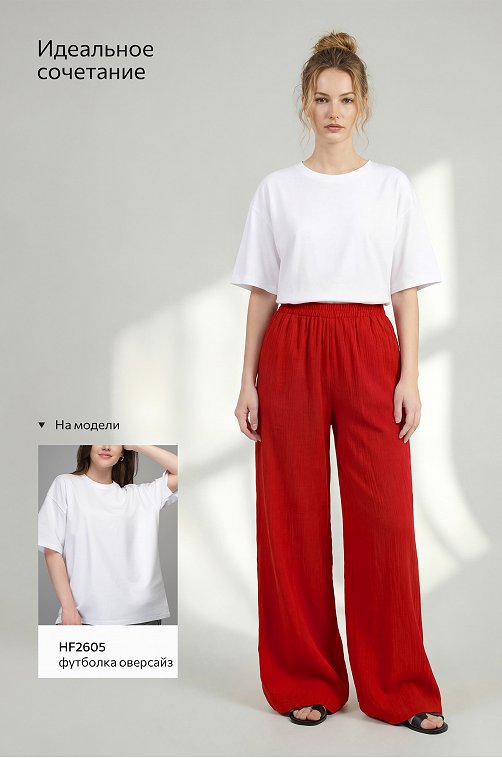 Женские брюки из ткани-жатка Happyfox