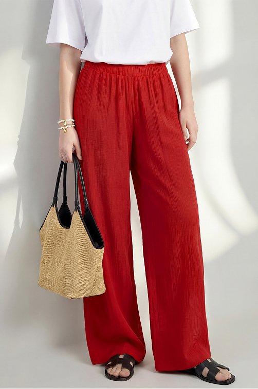 Женские брюки из ткани-жатка Happyfox