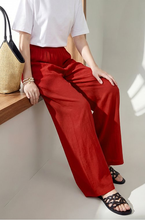 Женские брюки из ткани-жатка Happyfox