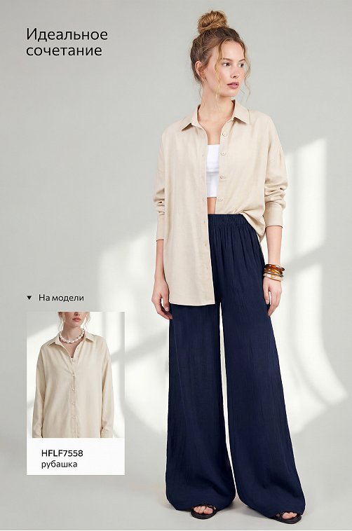 Женские брюки из ткани-жатка Happyfox