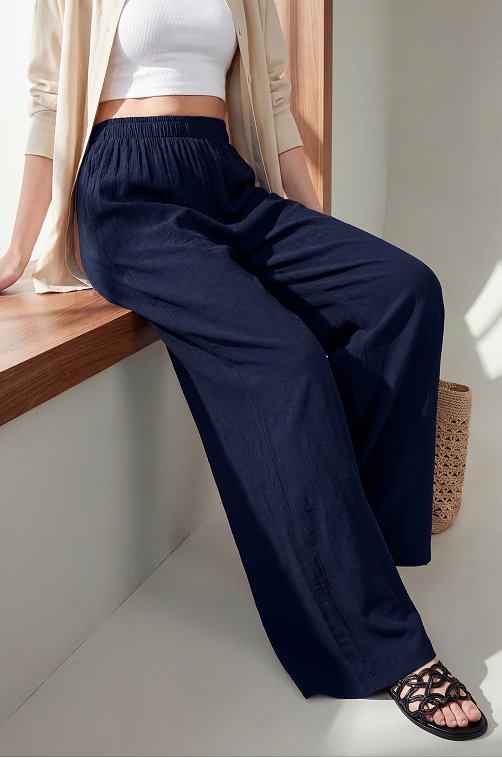 Женские брюки из ткани-жатка Happyfox