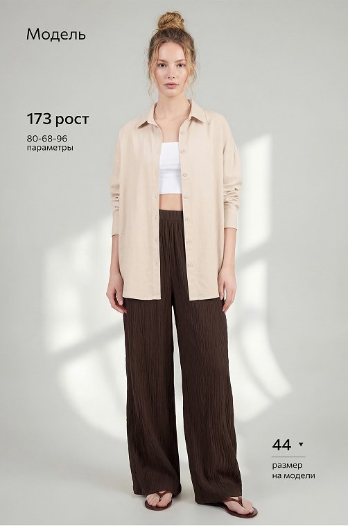 Женские брюки из ткани-жатка Happyfox