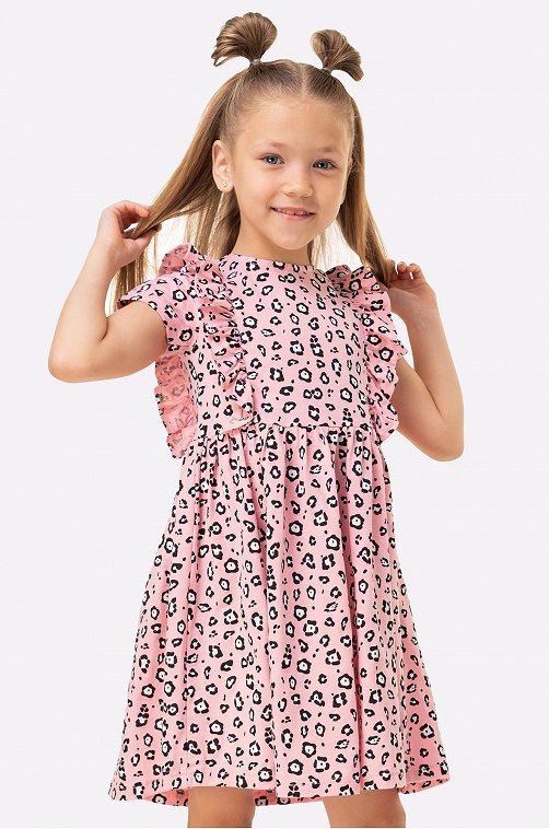 Розовое платье с рюшами для девочек