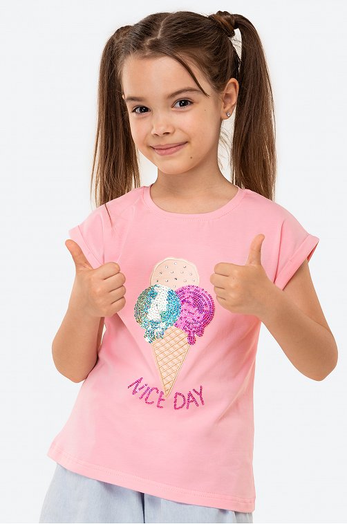 Хлопковая футболка для девочки Happy Fox