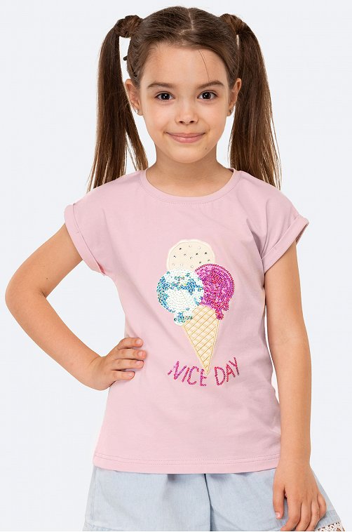 Хлопковая футболка для девочки Happy Fox