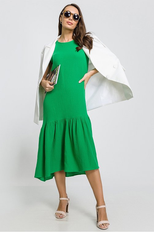 Женское летнее платье из муслина Happy Fox 6688628 зеленый купить оптом в HappyWear.ru
