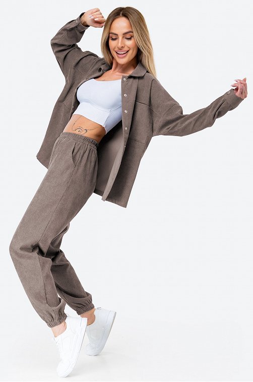 Женский вельветовый костюм с брюками джоггерами Happy Fox