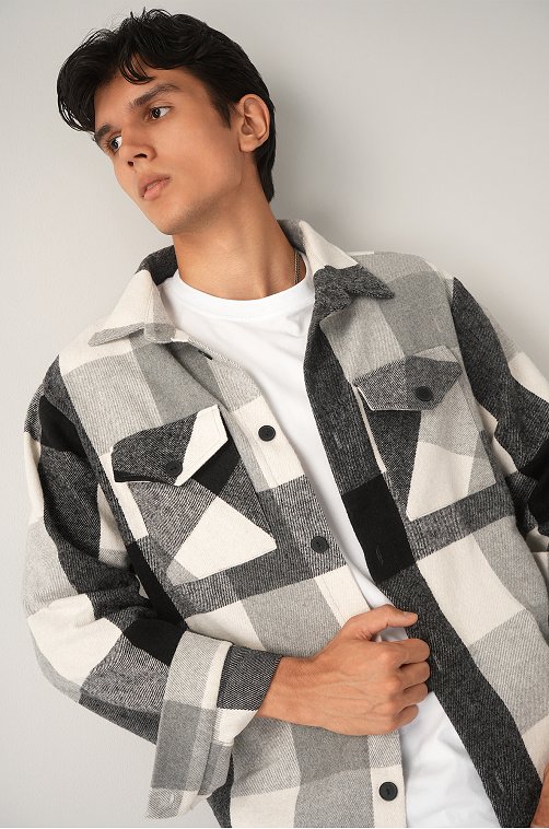 Мужская теплая рубашка в клетку Happyfox