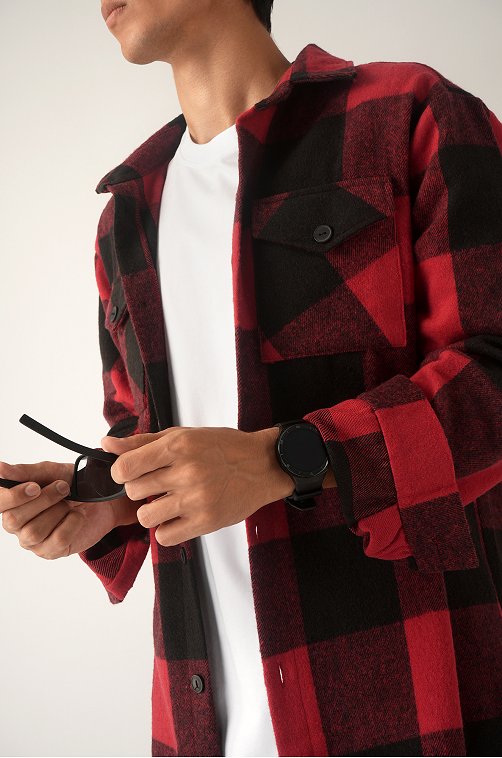 Мужская теплая рубашка в клетку Happyfox