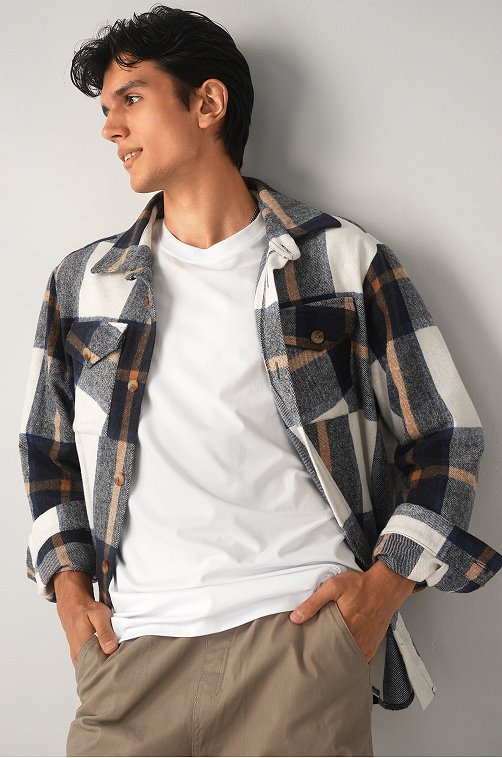 Мужская теплая рубашка в клетку Happyfox