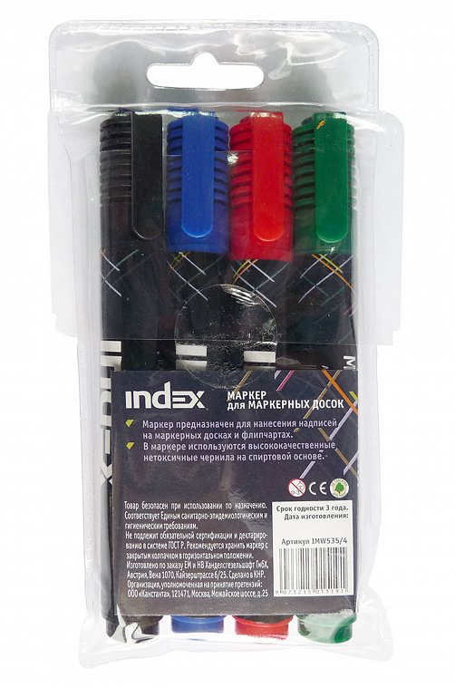 Набор маркеров для досок 4 цв. INDEX