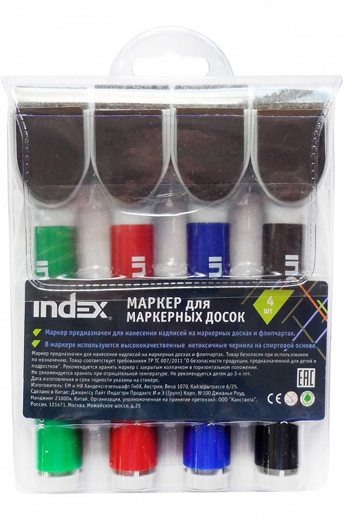 Набор маркеров для досок 4 цв. INDEX