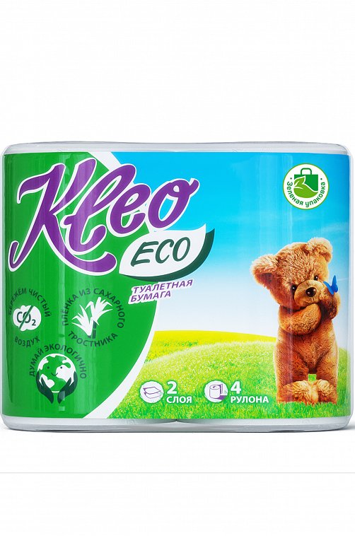 Бумага туалетная  двухслойная EGO 4 шт KLEO Kleo
