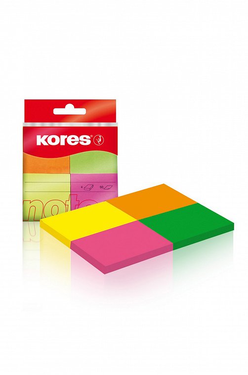Набор блок-кубиков для заметок с клеевым краем 4 цв. по 50 л. Kores