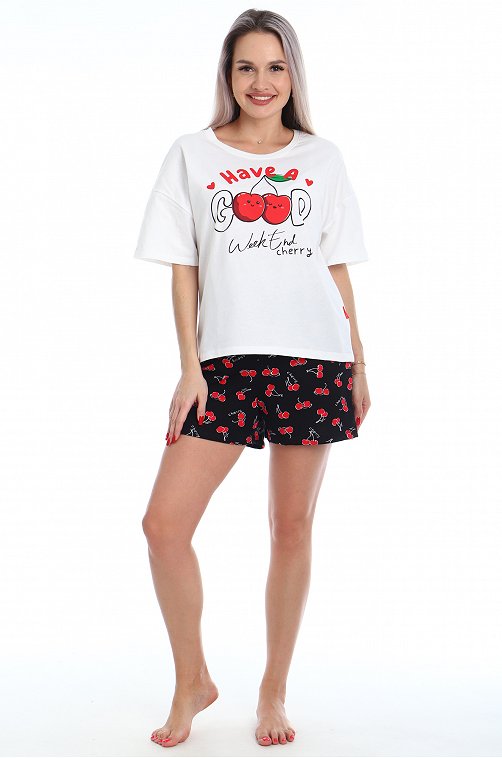 Женская хлопковая пижама с шортами Trikotel