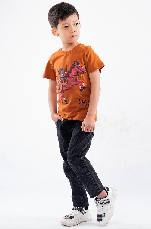 Хлопковая футболка для мальчика LE&LO
