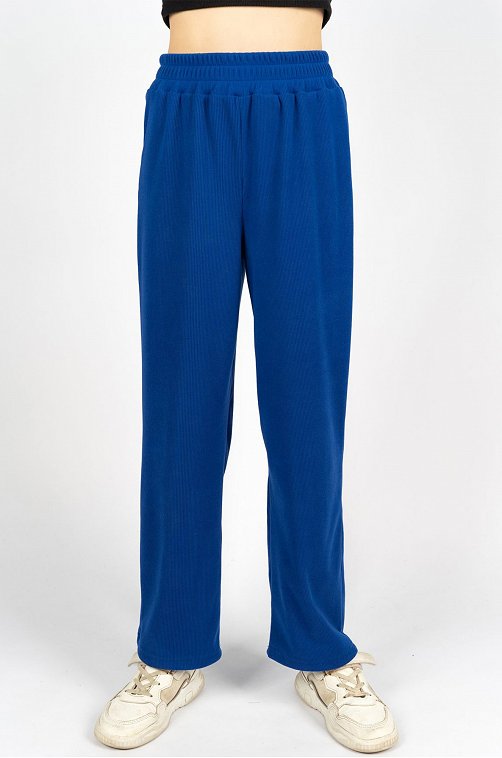 Брюки палаццо из ткани в рубчик лапша для девочки Lets Go