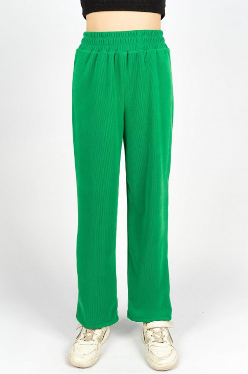 Брюки палаццо из ткани в рубчик лапша для девочки Lets Go