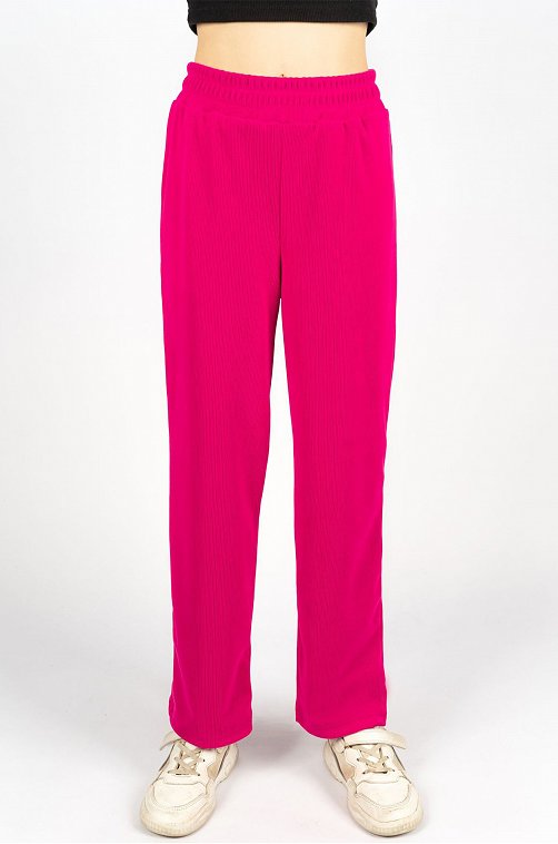 Брюки палаццо из ткани в рубчик лапша для девочки Lets Go