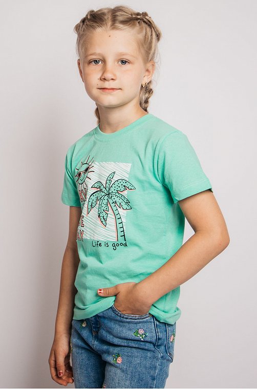 Хлопковая футболка для девочки Be Friends