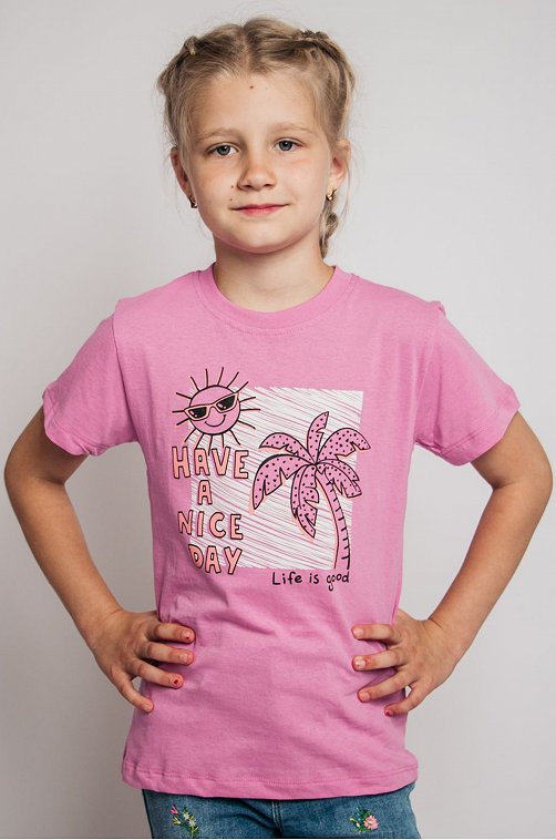 Хлопковая футболка для девочки Be Friends