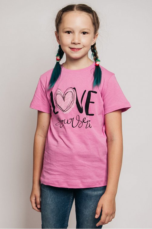 Хлопковая футболка для девочки Be Friends