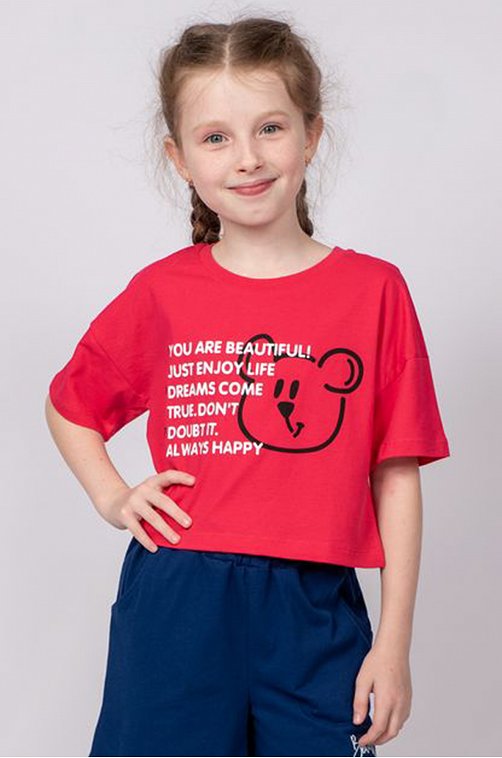 Хлопковая футболка для девочки Lets Go